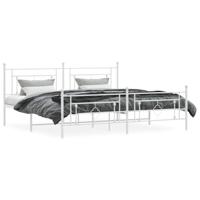 Bedframe met hoofd- en voeteneinde metaal wit 193x203 cm - thumbnail