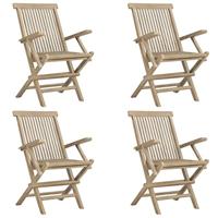 Tuinstoelen inklapbaar 4 st 56x61x89 cm massief teakhout grijs - thumbnail