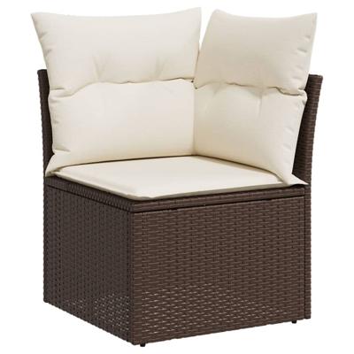 4-delige Loungeset met kussens poly rattan bruin - thumbnail