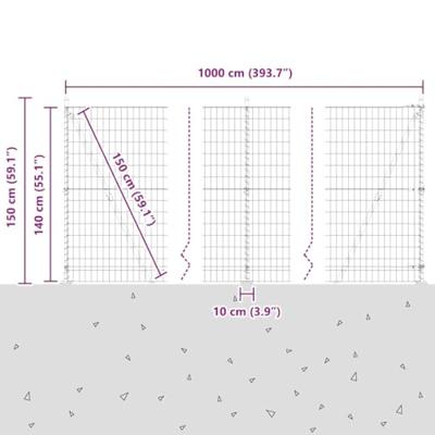VidaXL Hek met paal groen 1,4 x 10 m staal en pvc