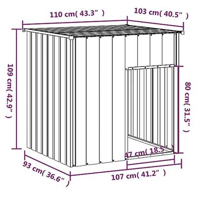 Hondenhok met dak 110x103x109 cm gegalvaniseerd staal antraciet - thumbnail