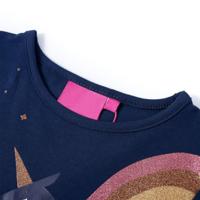 Kindershirt met lange mouwen eenhoorn 128 marineblauw - thumbnail
