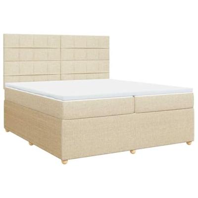 Boxspring met matras stof crèmekleurig 200x200 cm