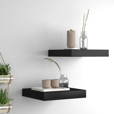 VidaXL Wandschappen zwevend 2 st 23x23,5x3,8 cm mdf zwart VidaXL Wandschappen zwevend 2 st 23x23,5x3,8 cm mdf zwart