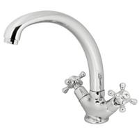 Keukenkraan Plieger Charleston 1-Gats met Kruisgrepen Chroom - thumbnail