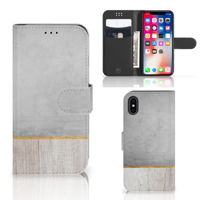 Apple iPhone X | Xs Book Style Case Wood Concrete - thumbnail