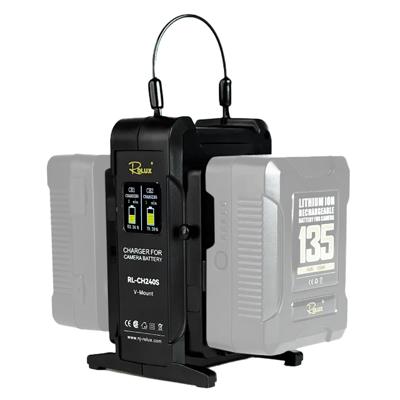 Rolux dubbele snellader rl-ch240s voor v-mount accu