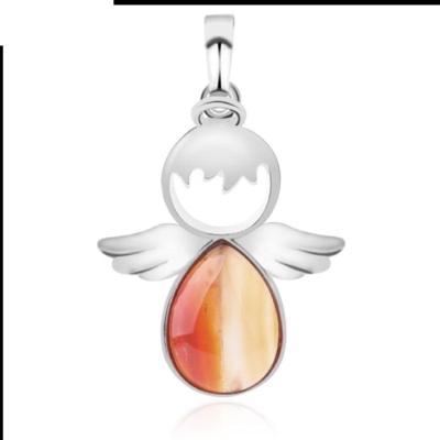 Vrouwen engel vleugels Hangers natuurlijke kristalsteen kettingen (rode Agaat)