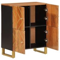 Dressoir 60x33,5x75 cm massief mangohout bruin en zwart - thumbnail