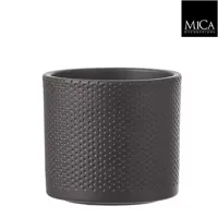 Mica Decorations era pot donkergrijs relief 21x23cm - thumbnail