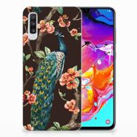Samsung Galaxy A70 | TPU Hoesje | Pauw met Bloemen - thumbnail