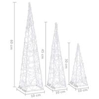 VidaXL Lichtkegelset decoratief led 30/45/60 cm acryl koudwit - thumbnail