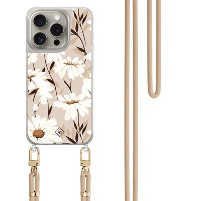 iPhone 15 Pro hoesje met beige koord - In bloom iPhone 15 Pro hoesje met beige koord - In bloom
