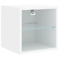 6-delige Tv-wandmeubelset met LED-verlichting bewerkt hout wit - thumbnail