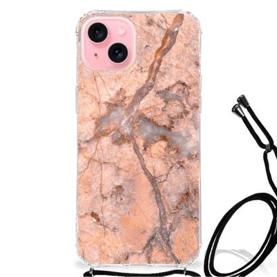iPhone 15 Plus Anti-Shock Hoesje Marmer Oranje iPhone 15 Plus Anti-Shock Hoesje Marmer Oranje