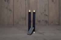 2Pcs Antiek Blauw Rustiek Wax Diner Kaars 23Cm Bew. Vlam Met Afstands Bediening 2Xaa Anna's Collection - Annas collection - thumbnail