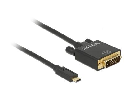 Delock 85321 Kabel USB Type-C male > DVI 24+1 male (DP Alt Mode) 4K 30 Hz 2 m zwart Delock 85321 Kabel USB Type-C male > DVI 24+1 male (DP Alt Mode) 4K 30 Hz 2 m zwart