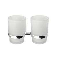 Dubbele Bekerhouder Sapho Rumba Hangend Chroom / Melkglas - thumbnail