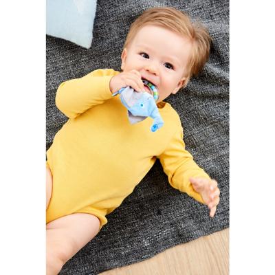 Haba rammelaar Olifant 14 cm polyester blauw 2 delig Haba rammelaar Olifant 14 cm polyester blauw 2 delig