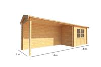 Blokhut, tuinhuisje met overkapping Fenna-Marie 700 cm bij 200 cm diep zadeldak 10 Warentuin Collection - Warentuin collection - thumbnail