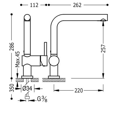 Keukenkraan Tres Top | Opbouw | 360° Draaibaar | Mengkraan | 1-hendel | Rond | Wit mat