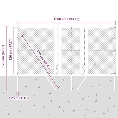 VidaXL Afrasteringspaal groen 10 x 1,2 m (40 x 40 mm gaas)