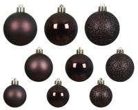 Decoris kerstballen set Plastic 30st zwarte truffel 4-5-6cm - thumbnail