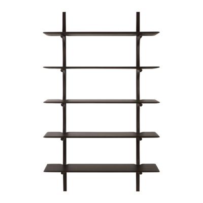 Ethnicraft Wandrek 'PI' Gevernist Mahoniehout, Met 5 planken, kleur Donkerbruin Ethnicraft Wandrek 'PI' Gevernist Mahoniehout, Met 5 planken, kleur Donkerbruin