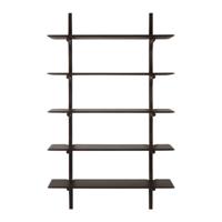 Ethnicraft Wandrek 'PI' Gevernist Mahoniehout, Met 5 planken, kleur Donkerbruin - thumbnail