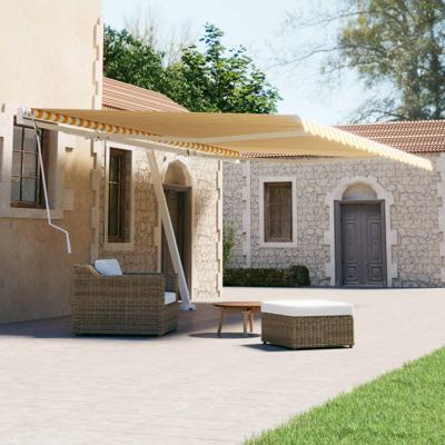 Luifel vrijstaand handmatig uittrekbaar 500x300 cm geel en wit