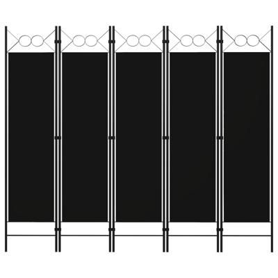 Kamerscherm met 5 panelen 200x180 cm zwart
