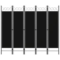 Kamerscherm met 5 panelen 200x180 cm zwart - thumbnail
