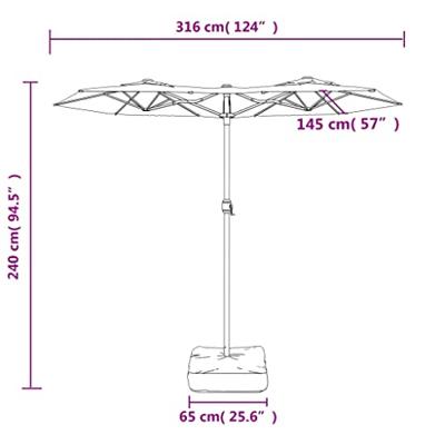 VidaXL Parasol dubbel dak 316x240 cm taupe