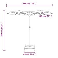 Parasol dubbel dak 316x240 cm zandwit - thumbnail
