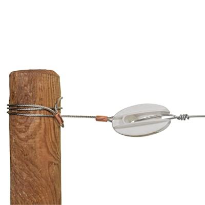 Gallagher Hoekisolator versterkt wit met RVS kabel (5) - 079483 079483