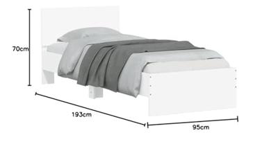 Bedframe met hoofdeinde bewerkt hout wit 90x190 cm