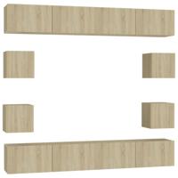 8-delige Tv-meubelset bewerkt hout sonoma eikenkleurig - thumbnail