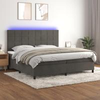 Boxspring met matras en LED fluweel donkergrijs 200x200 cm - thumbnail