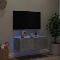 Tv-wandmeubel met LED-verlichting 80x35x31 cm betongrijs - thumbnail