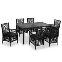 7-delige Tuinset poly rattan zwart - thumbnail