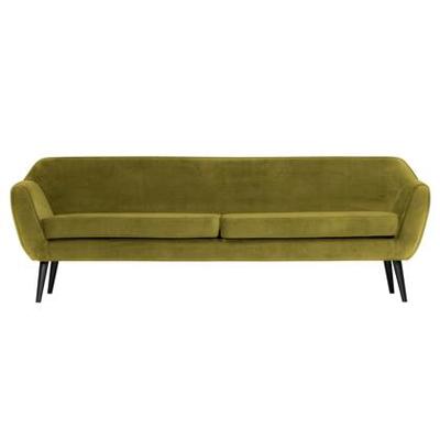 WOOOD Bank 'Rocco' 4-zits, Velvet, kleur Olive WOOOD Bank 'Rocco' 4-zits, Velvet, kleur Olive