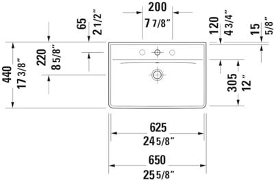 Wastafel Duravit D-Neo Met Overloop Kraanvlak 1 Kraangat 65 cm Hoogglans Wit