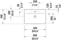Wastafel Duravit D-Neo Met Overloop Kraanvlak 1 Kraangat 65 cm Hoogglans Wit Duravit - thumbnail