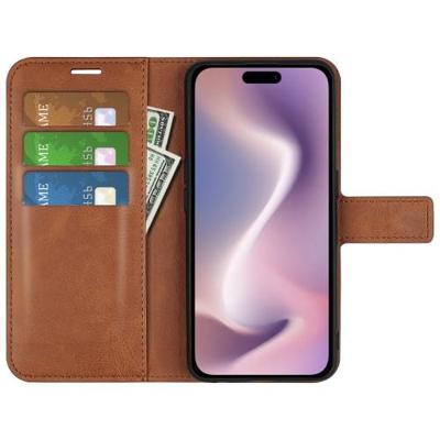 Casecentive Leren Wallet case met sluiting iPhone 16 Pro Max tan