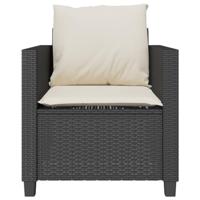 3-delige Bistroset met kussens poly rattan zwart - thumbnail