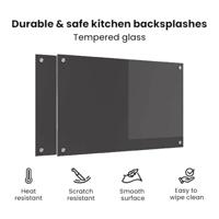 VidaXL Keuken spatscherm 2 pcs donkergrijs 80 x 50 cm gehard glas - thumbnail