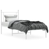 Bedframe met hoofdbord metaal wit 80x200 cm - thumbnail