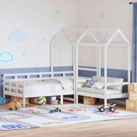 Kinderbed met huisje en bankje massief grenenhout wit 80x200 cm - thumbnail