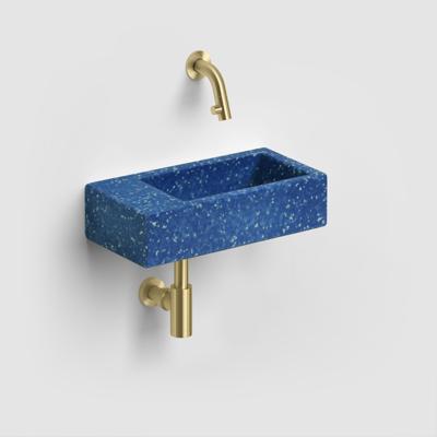 Fontein Clou Flush 3 Links Zonder Kraangat 36x18 cm Gerecycled Plastic Blauw Met Gekleurde Snippers