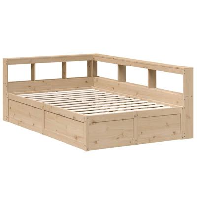 Bed met boekenkast zonder matras massief grenenhout 140x190 cm